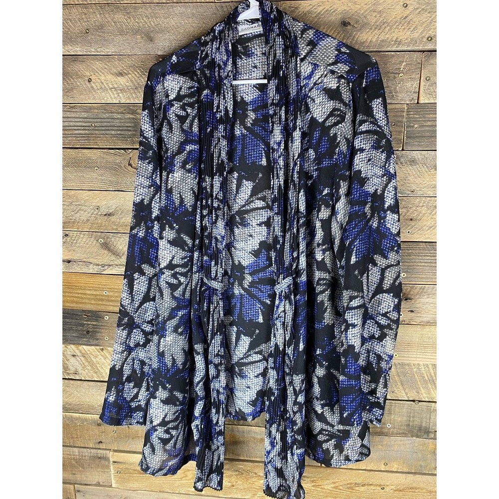 Sag Harbor Women's Plus Sz 3X Floral Print Open Front Thin Polyester Cardigan
